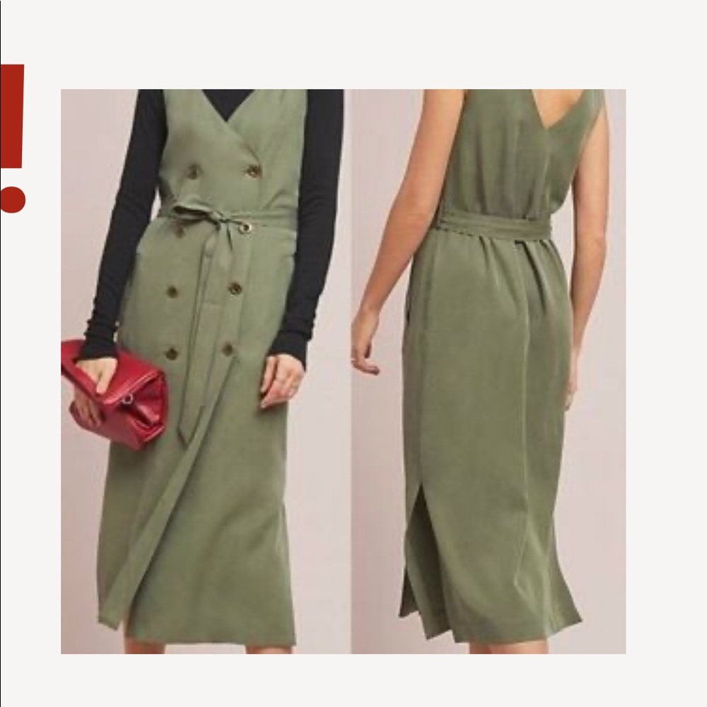 Anthropologie Seen, Worn, Kept utility midi dress army green size 8P - Picture 3 of 11